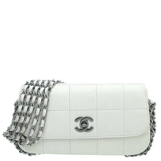 Chanel White Multi Chain Flap Bag