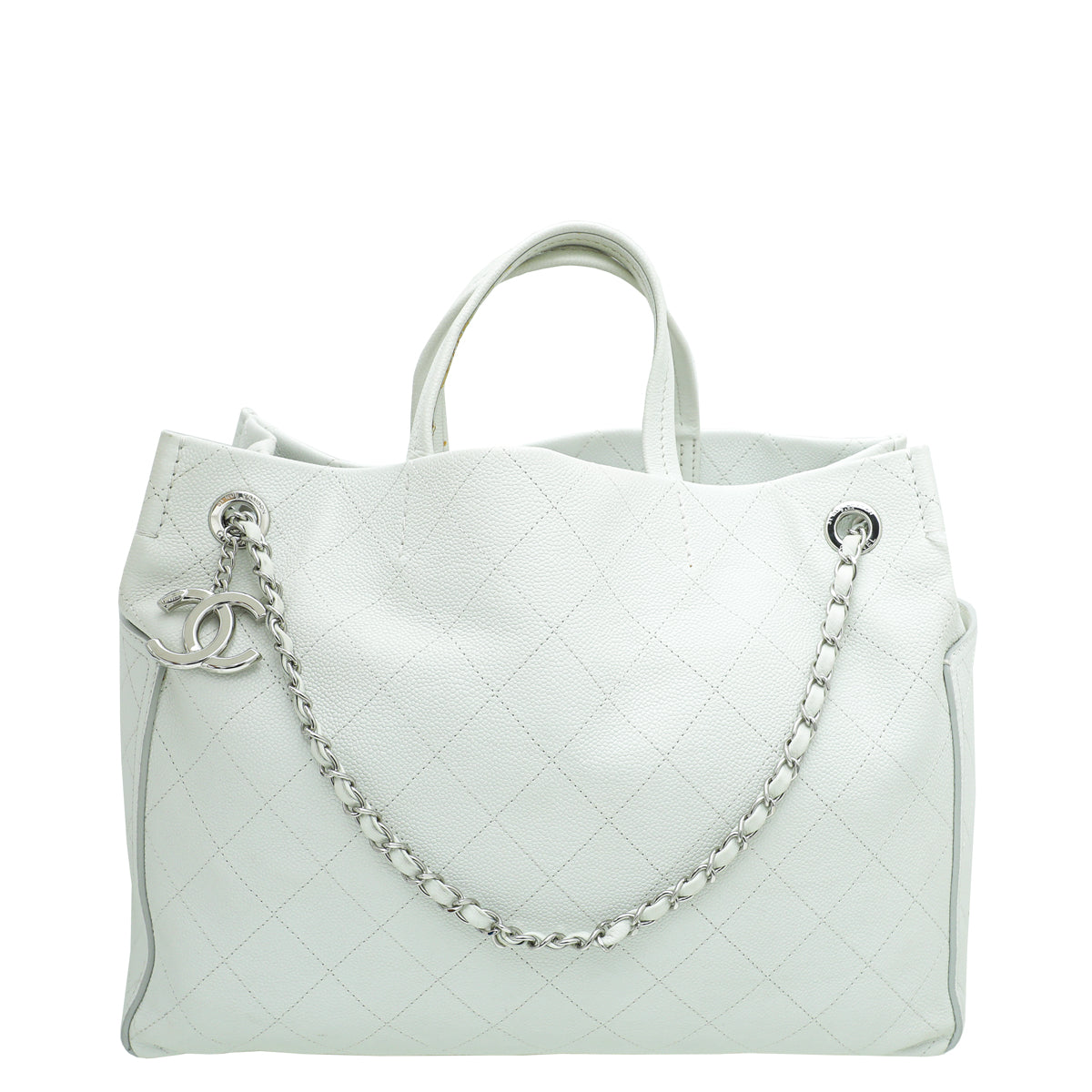 Chanel White CC Pocket Tote Bag