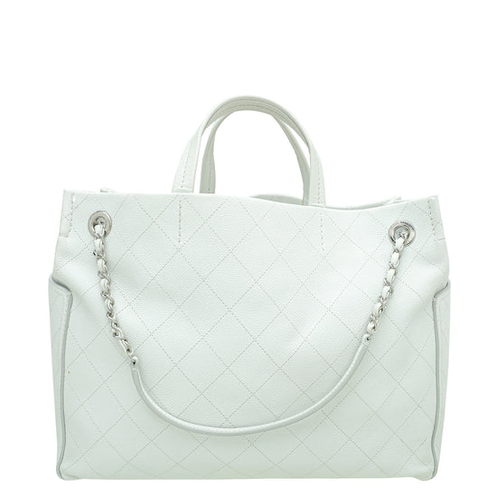 Chanel White CC Pocket Tote Bag
