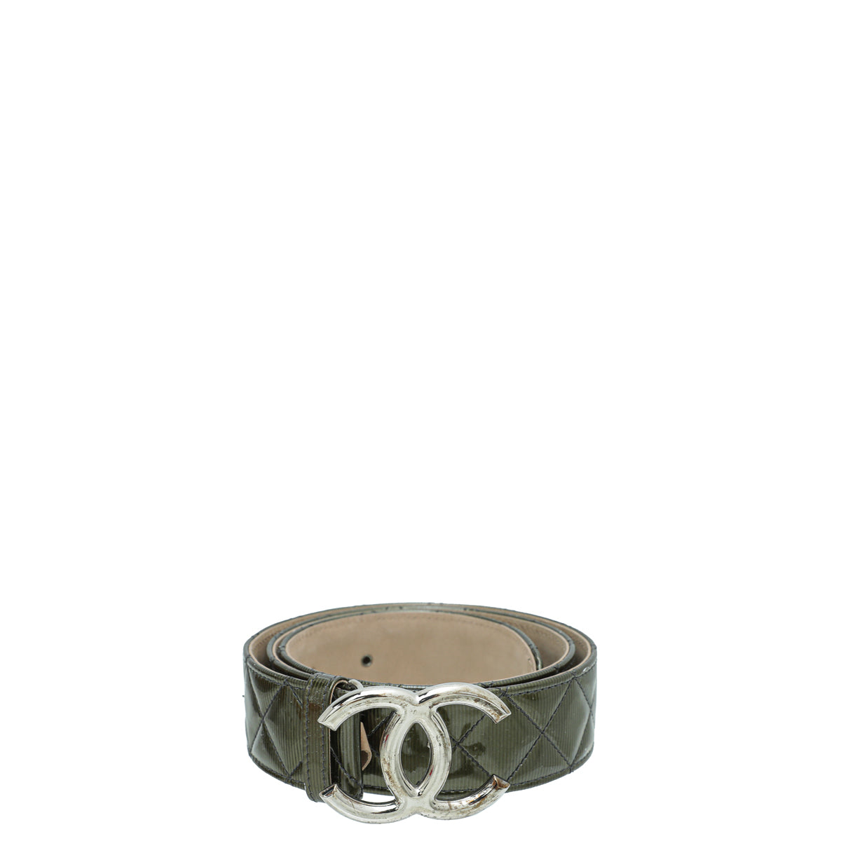 Chanel Olive Diamond Quilt CC Buckle Belt 34-Chanel-THE CLOSET