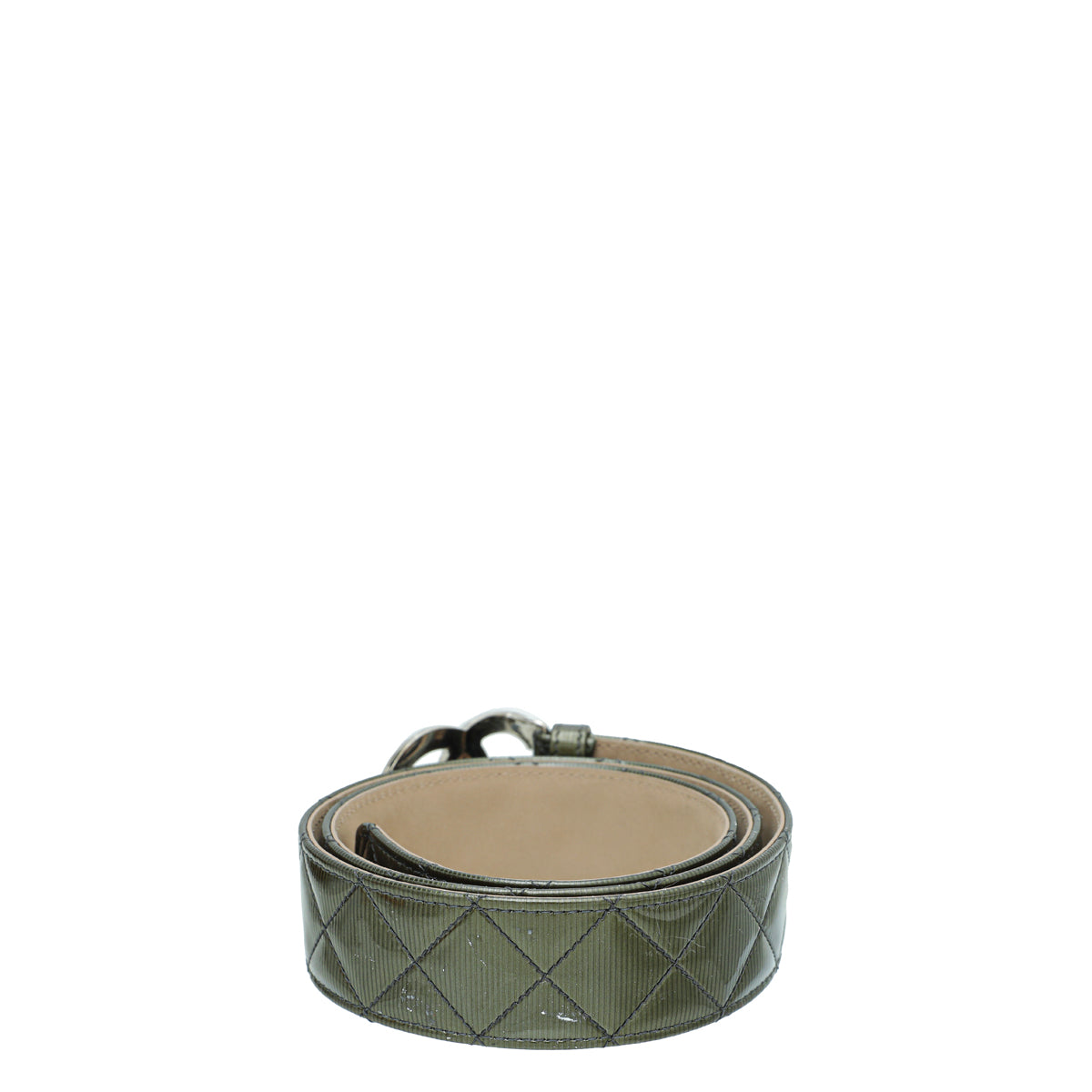 Chanel Olive Diamond Quilt CC Buckle Belt 34-Chanel-THE CLOSET