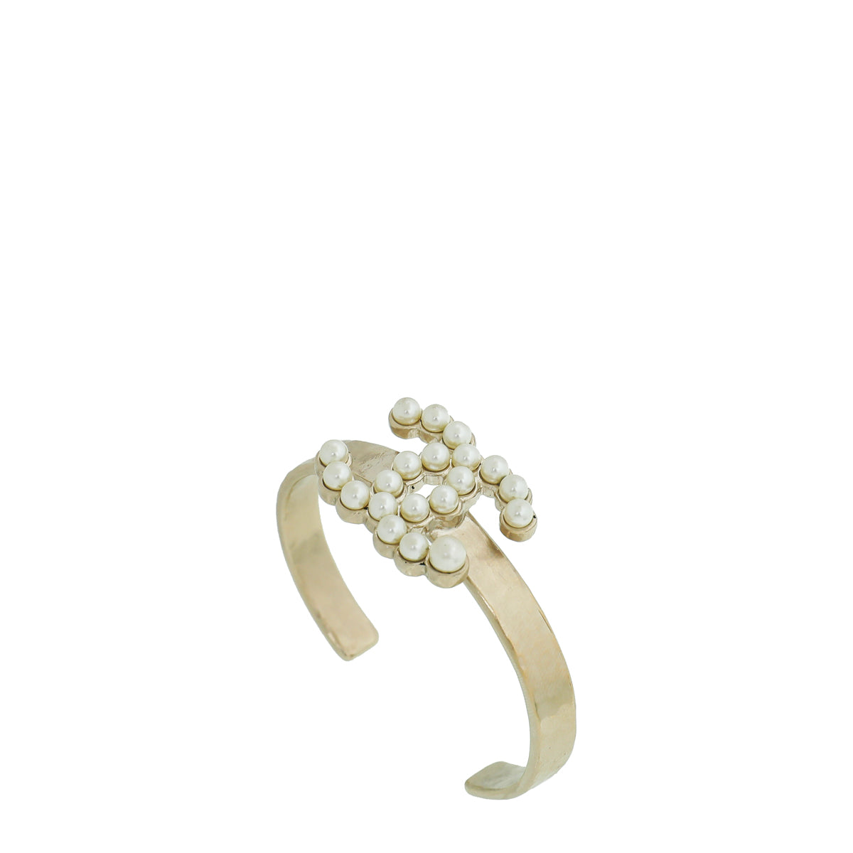 Chanel Light Gold CC Faux Pearl Cuff Bangle-Chanel-THE CLOSET