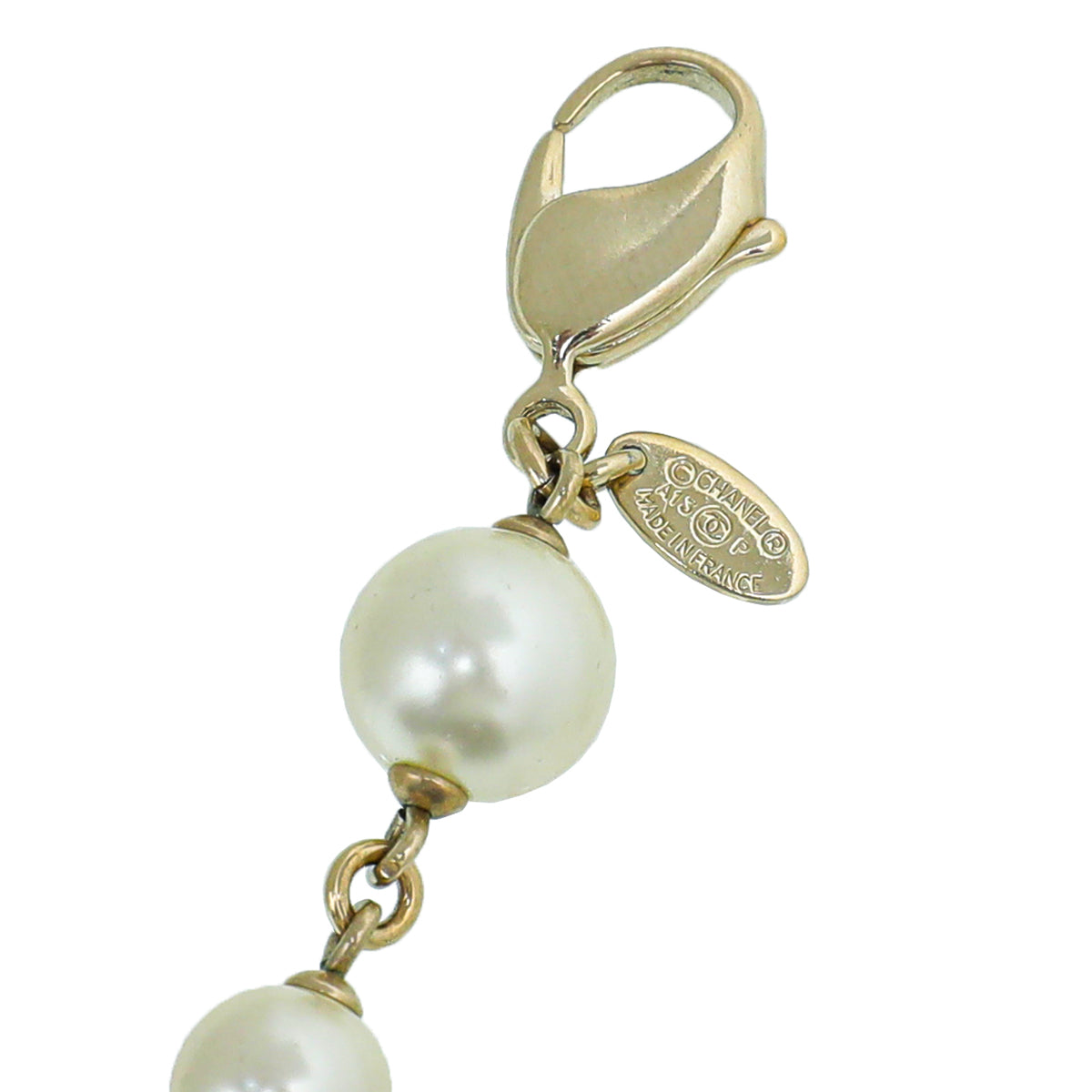 Chanel Gold Tone CC Camellia Flower Pearl Bracelet