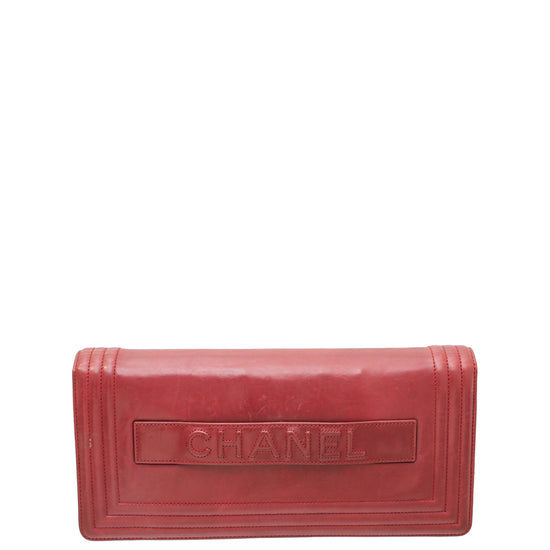 Chanel Red East West First Edition Boy Small Clutch