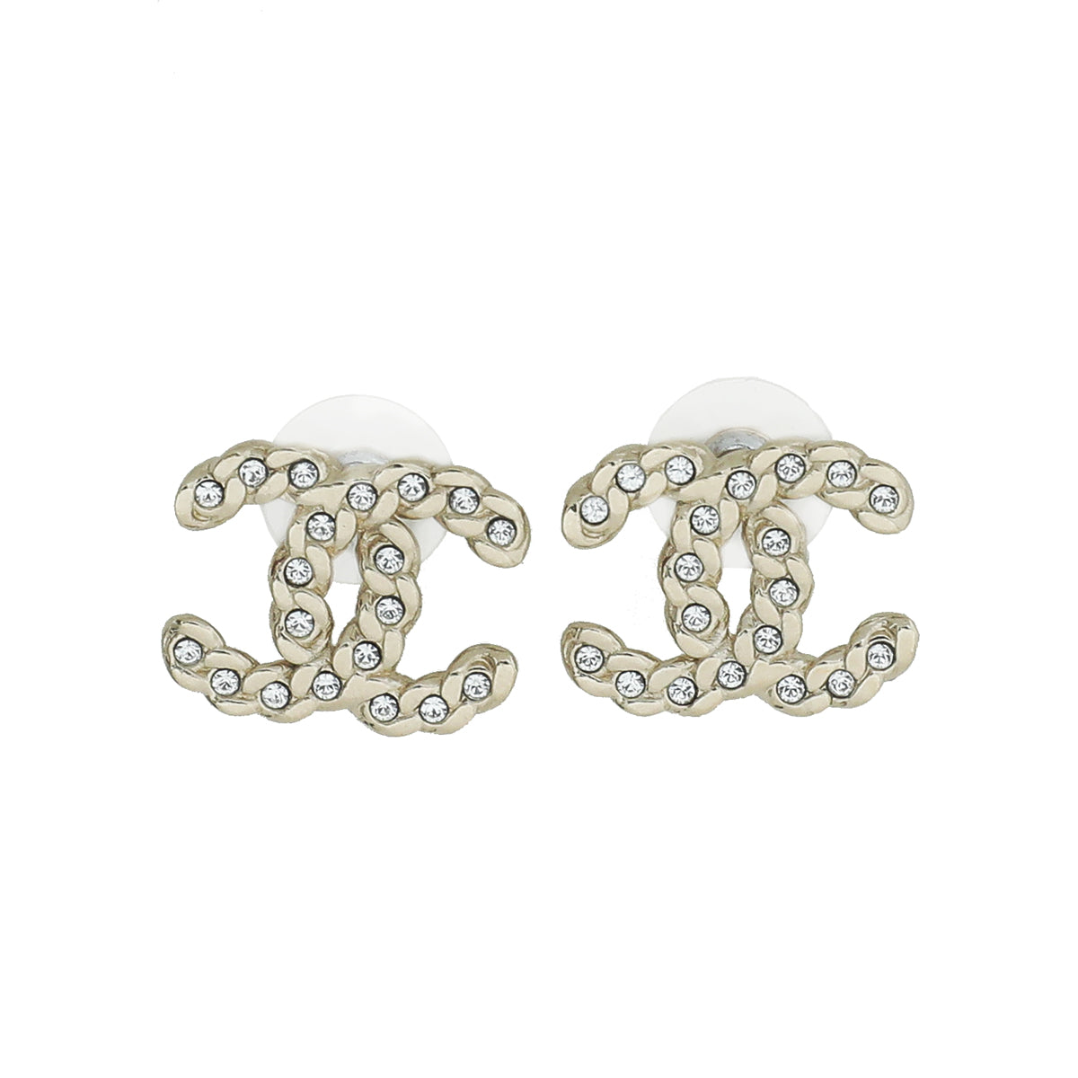 Chanel Light Gold CC Crystal Chain Earrings-Chanel-THE CLOSET