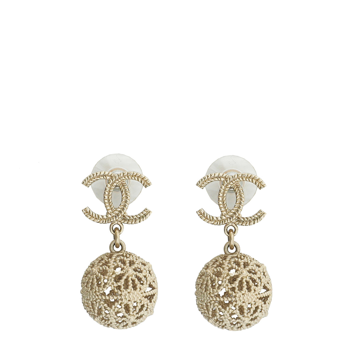 Chanel Gold CC Ornate Ball Drop Earrings – The Closet