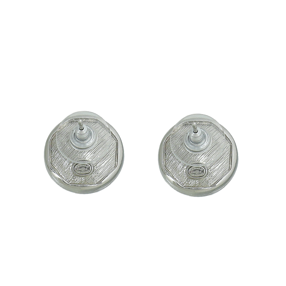 Chanel Silver CC Botton Crystal Earrings-Chanel-THE CLOSET