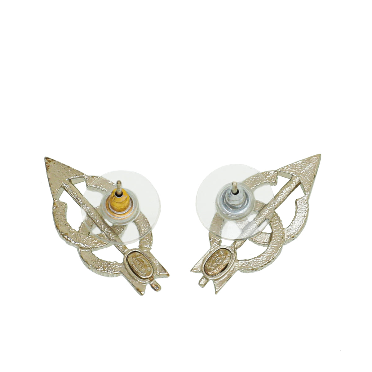 Chanel Light Gold CC Crystal Arrow Earrings-Chanel-THE CLOSET