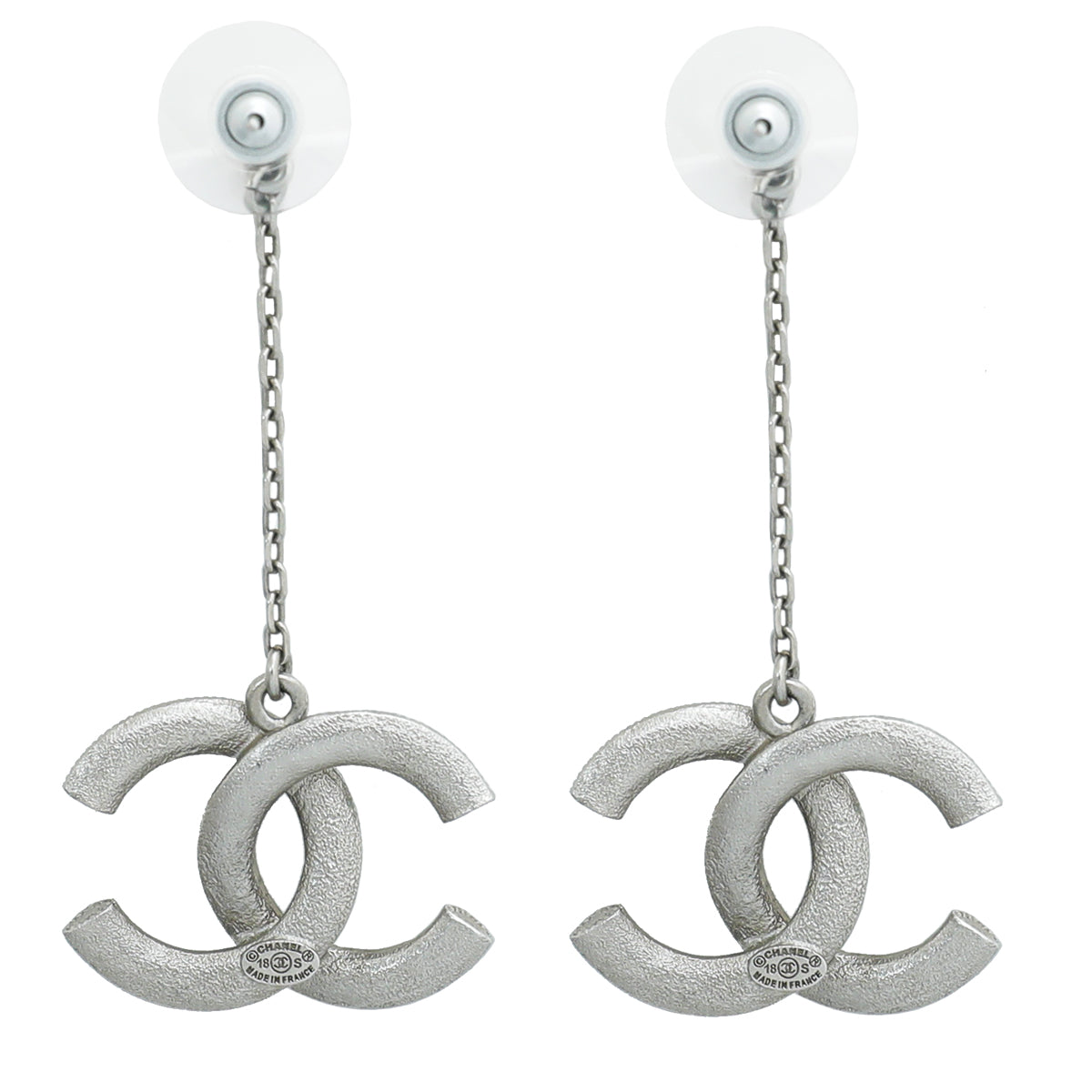 Chanel CC Crystal Drop Chain Earrings-Chanel-THE CLOSET