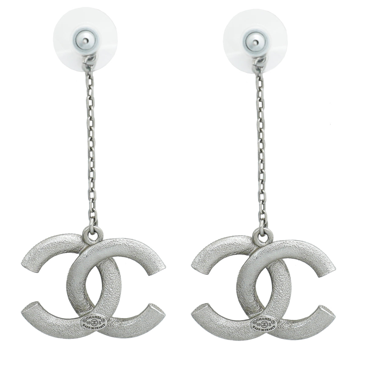 Chanel CC Crystal Drop Chain Earrings