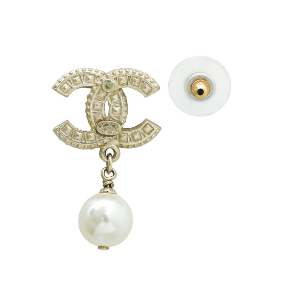 CC Pearl Dangle Earrings - Designer Button Jewelry