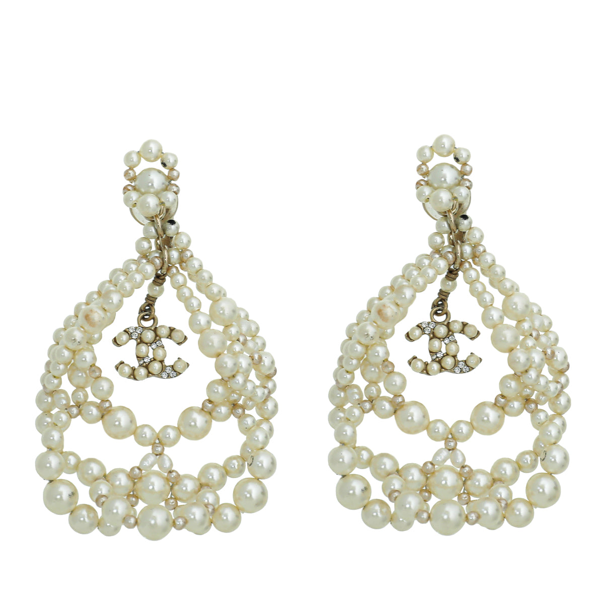 Chanel Faux & Freshwater Pearls Multi Pearl Clip On Earrings-Chanel-THE CLOSET