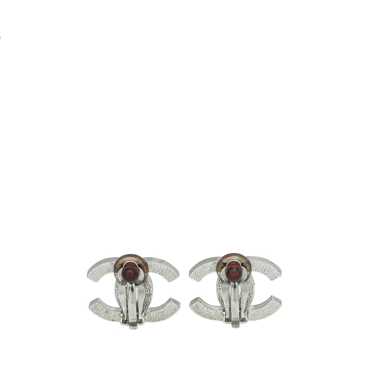 Chanel Silver CC Crystal Clip Earrings-Chanel-THE CLOSET