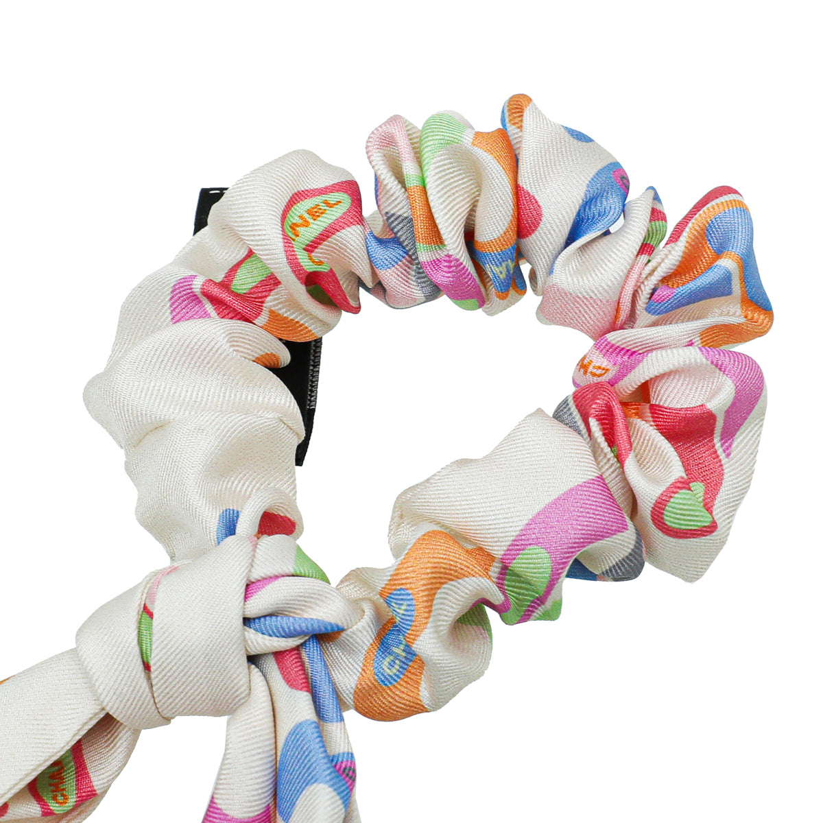 Chanel CC Chain Print Silk Twill Scrunchie-Chanel-THE CLOSET