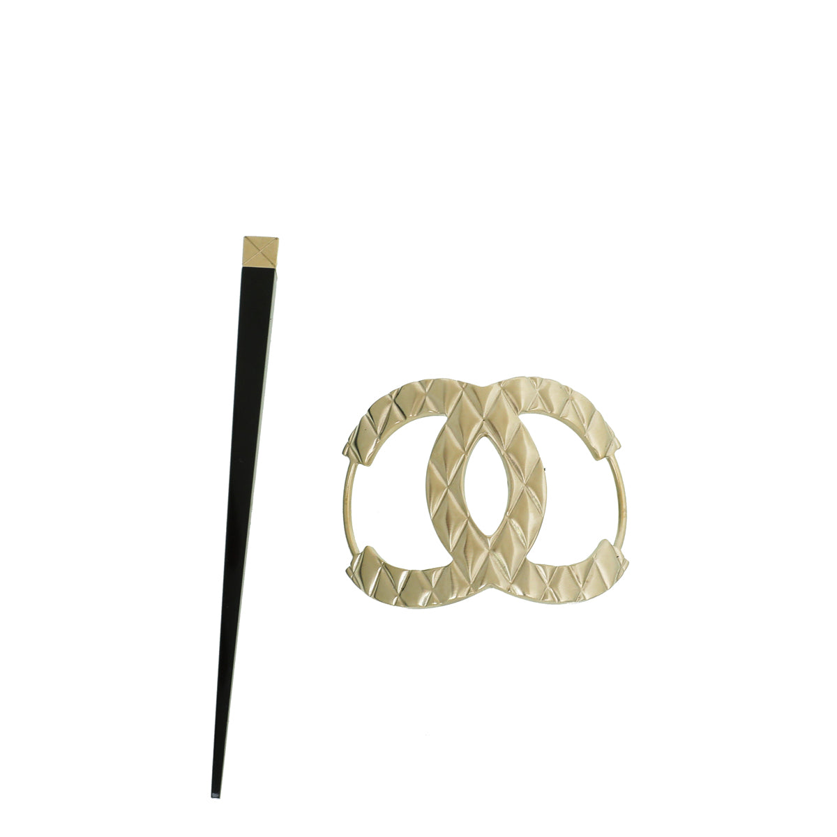 Chanel Black CC Quilted Hair Pin-Chanel-THE CLOSET