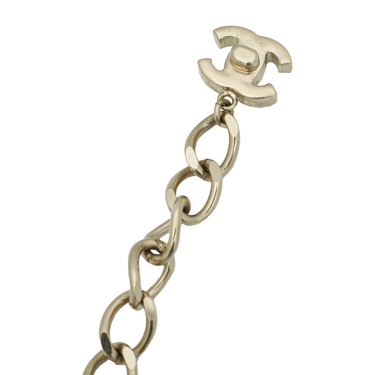 Chanel Metallic Champagne CC Turnlock Interwoven Double Chain Necklace