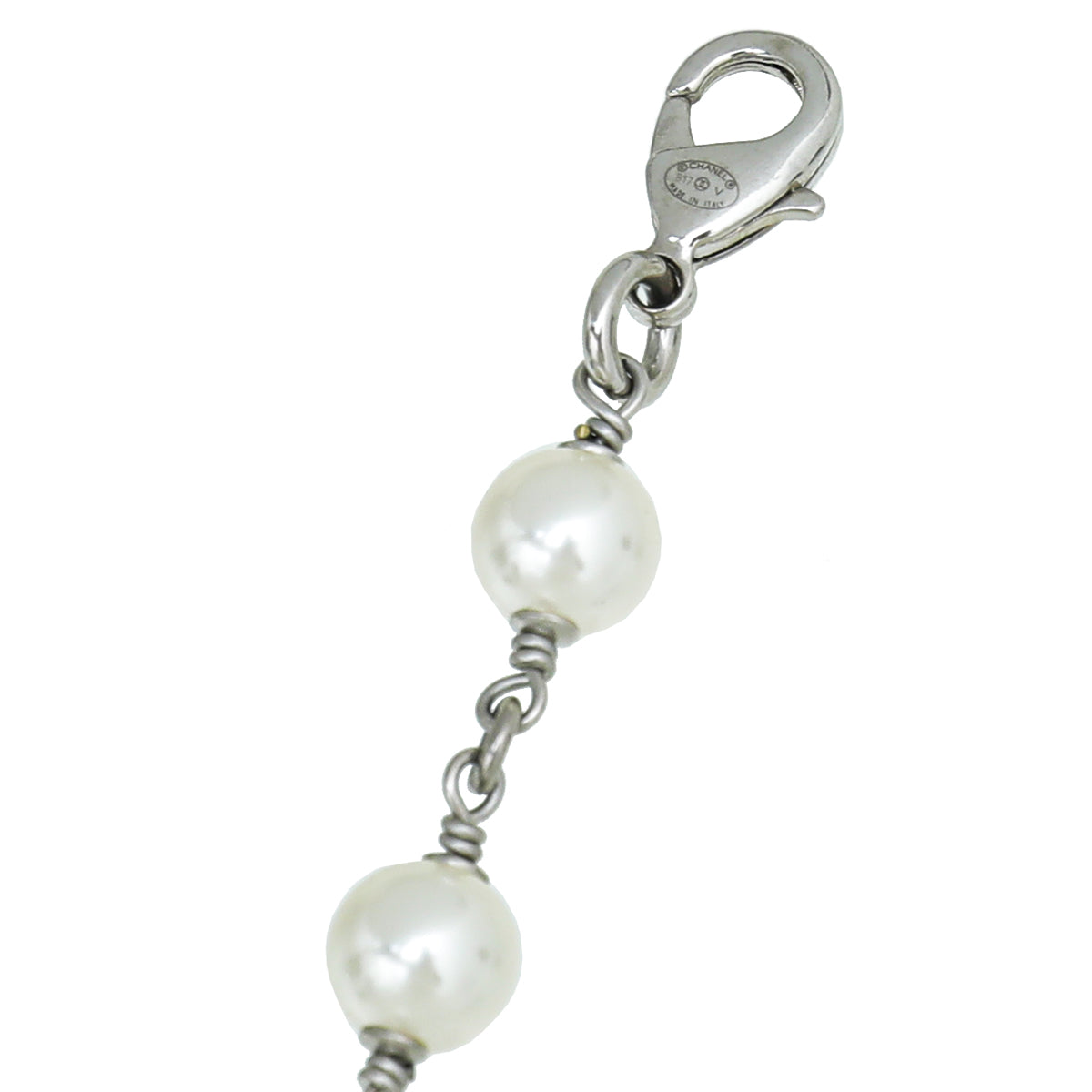 Chanel Silver CC Crystal Pearl Necklace