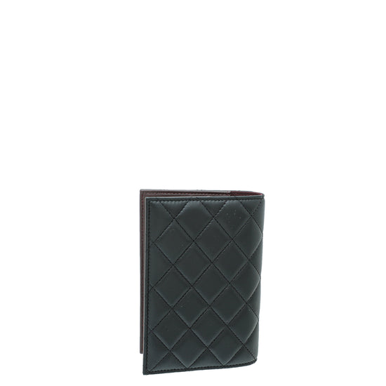 Chanel Black Lambskin Leather & Gold-tone CC Passport Case