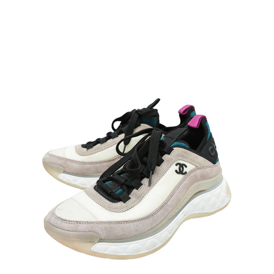 Chanel Bicolor Suede CC Trainer Sneakers 37.5 – The Closet