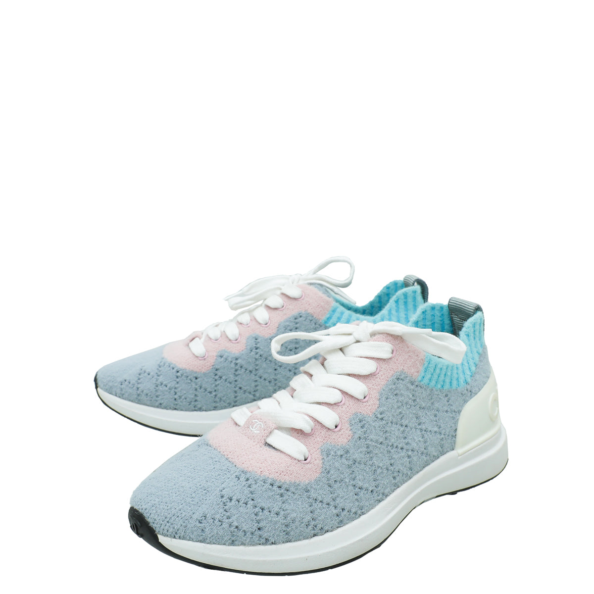 Chanel Multicolor CC Mixed Fabrics Knit Sneakers 36.5-Chanel-THE CLOSET