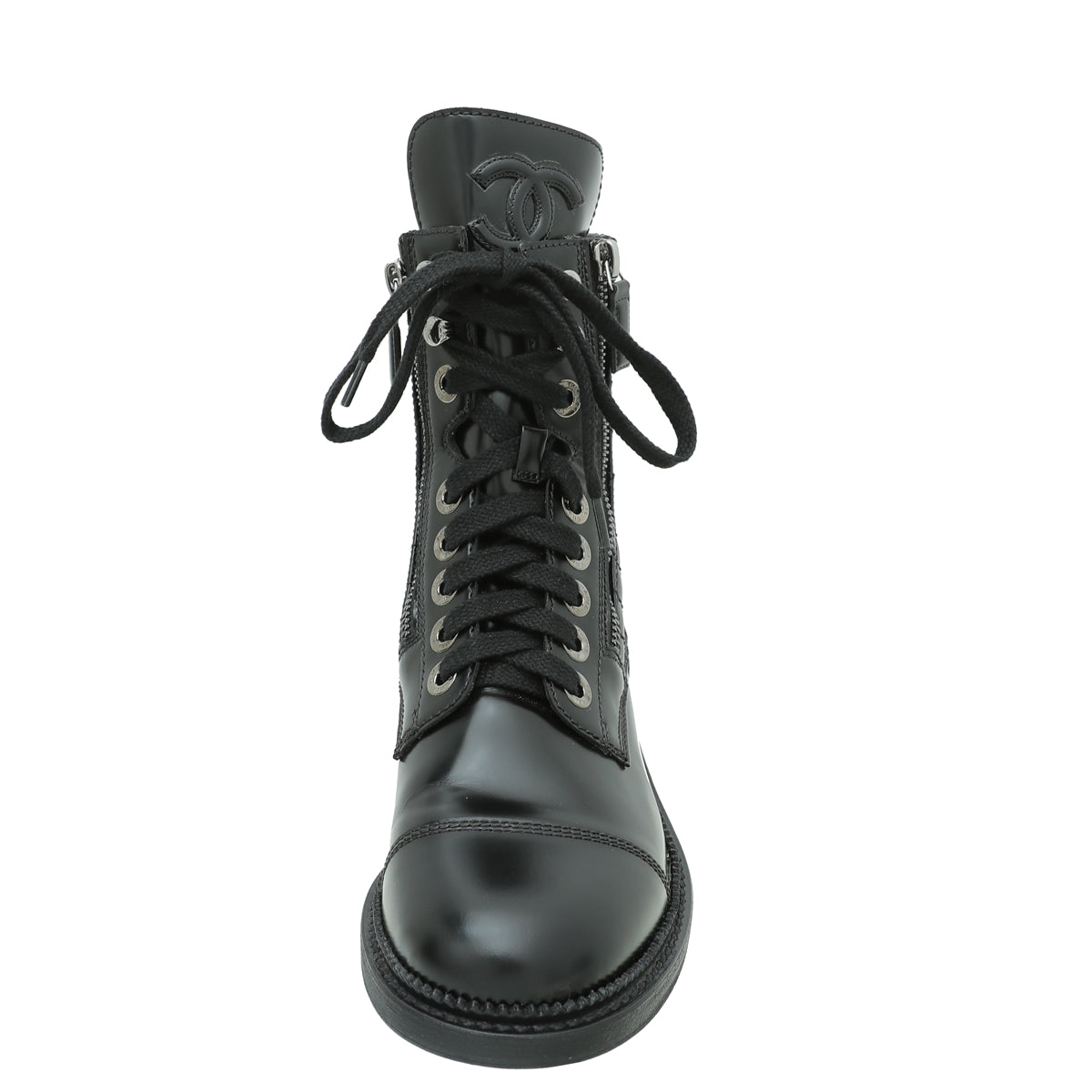 Chanel Black CC Cap Toe Quilted Ankle Boot 36.5
