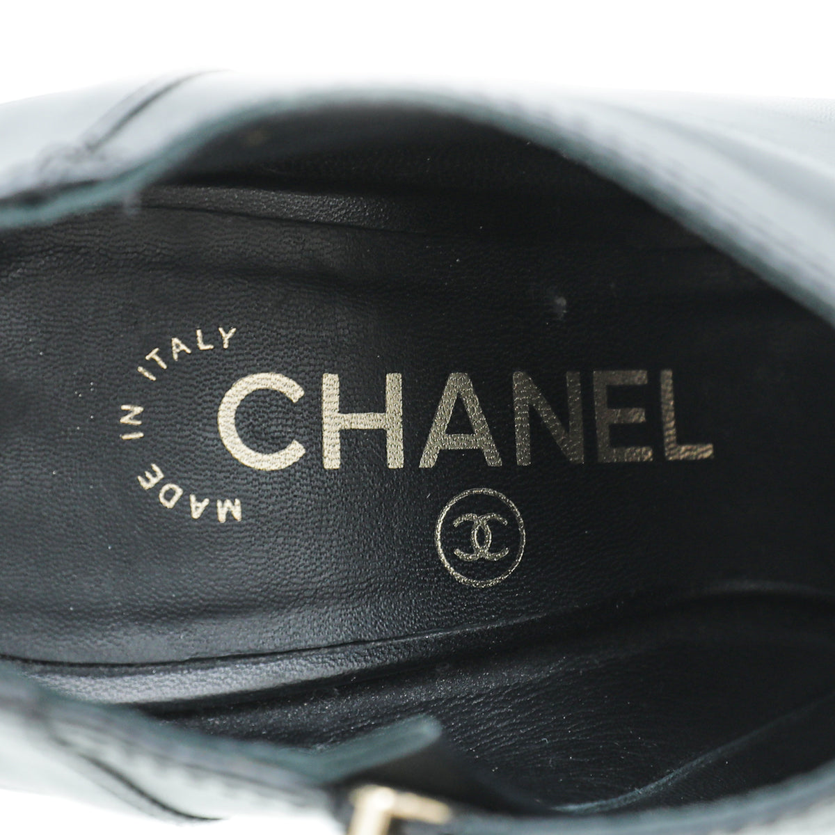 Chanel Black CC Peep Toe Ankle Boot 36