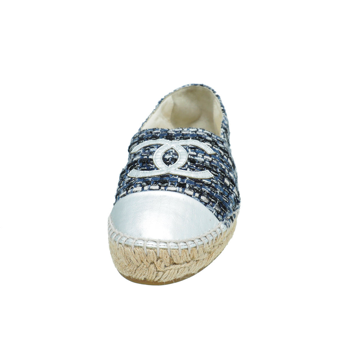 Chanel Silver Blue CC Cap Toe Tweed Espadrille 40-Chanel-THE CLOSET