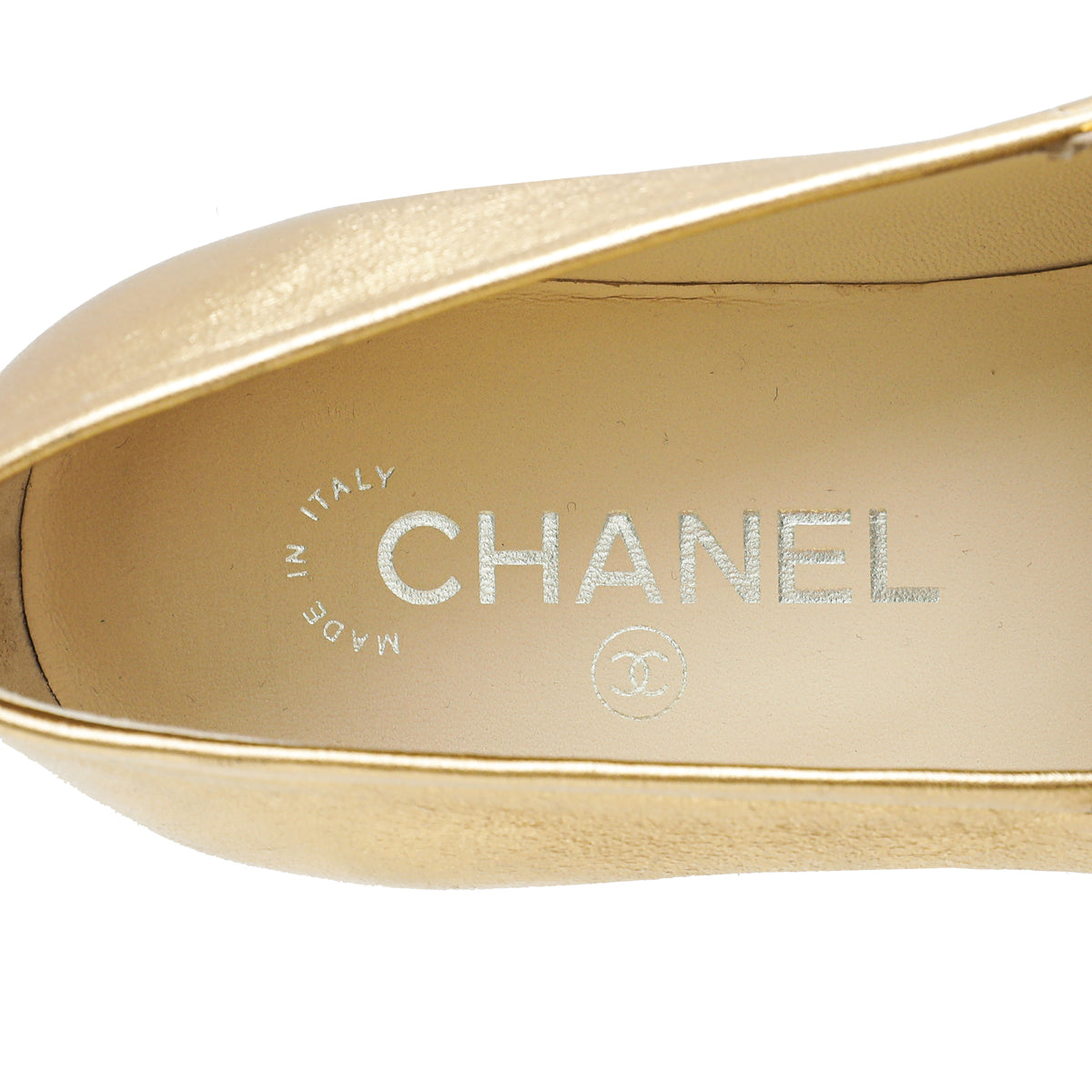 Chanel Gold CC Metallic Flat Espadrille 38.5