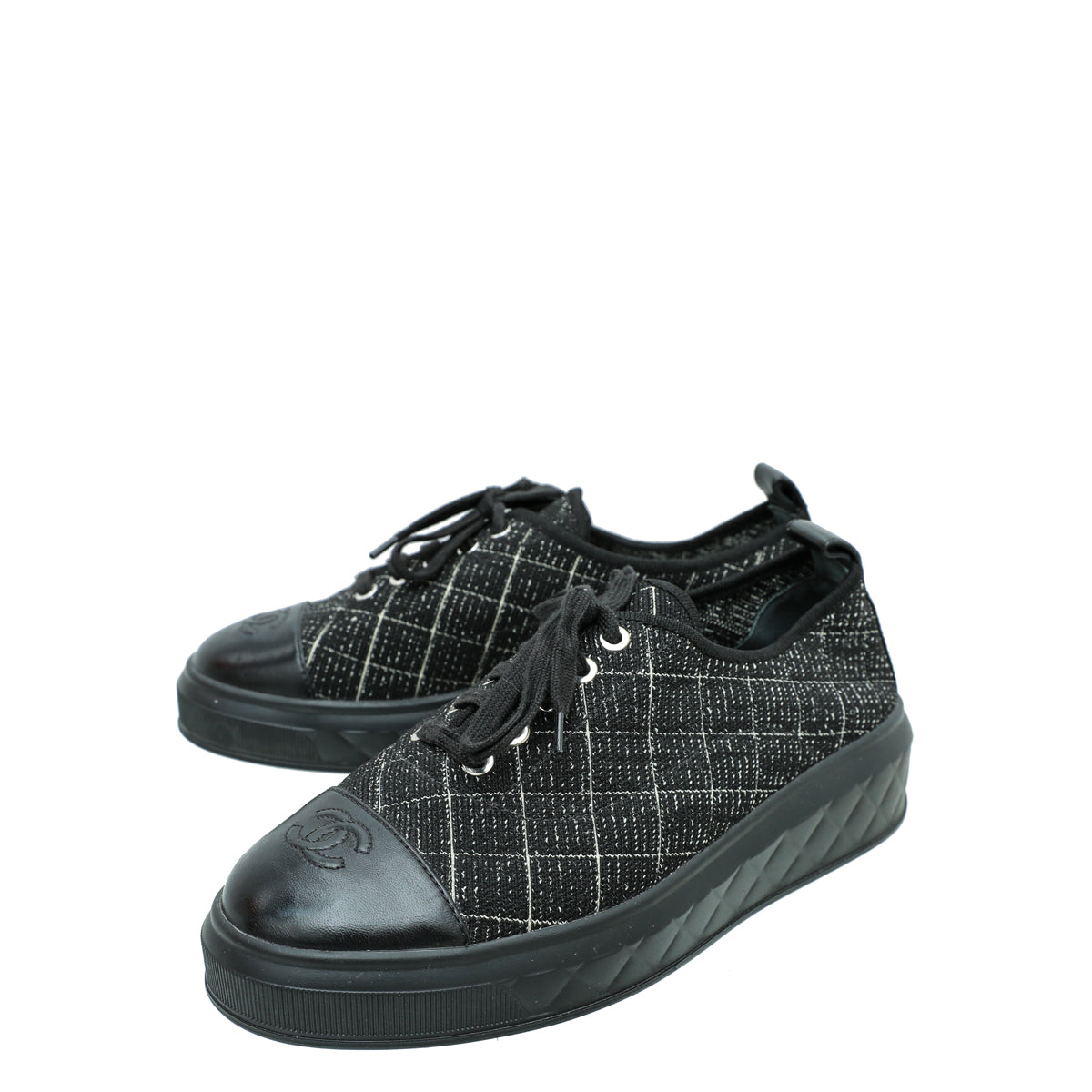 Chanel Black CC Cap Toe Sneaker 39-Chanel-THE CLOSET