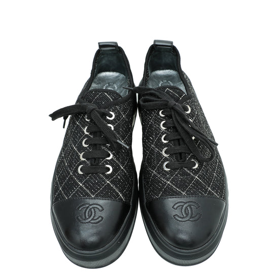 Chanel Black CC Cap Toe Sneaker 39