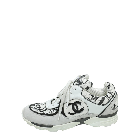 Chanel Tricolor CC Graffiti Suede Sneakers 38