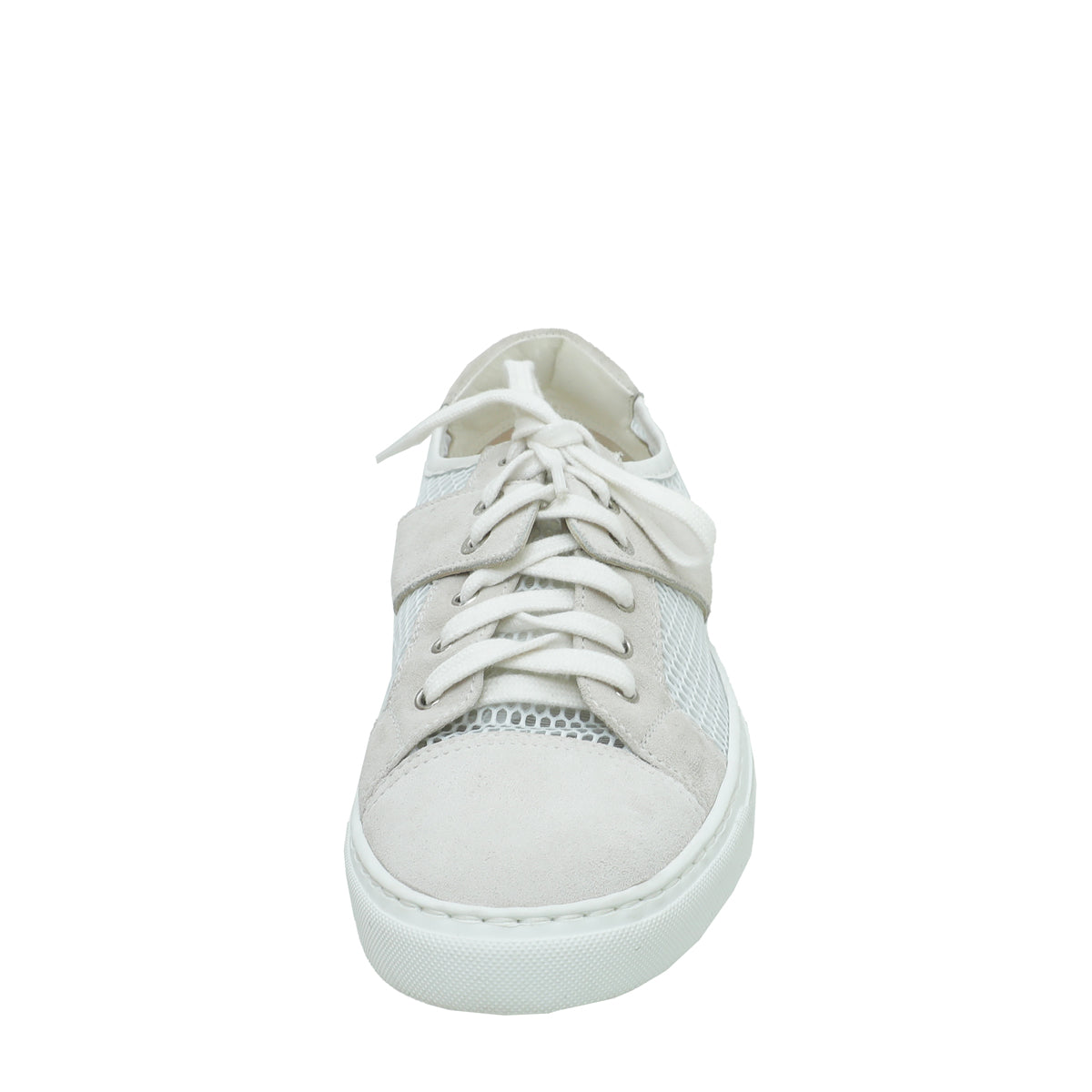 Chanel White CC Mesh Suede Sneaker 38
