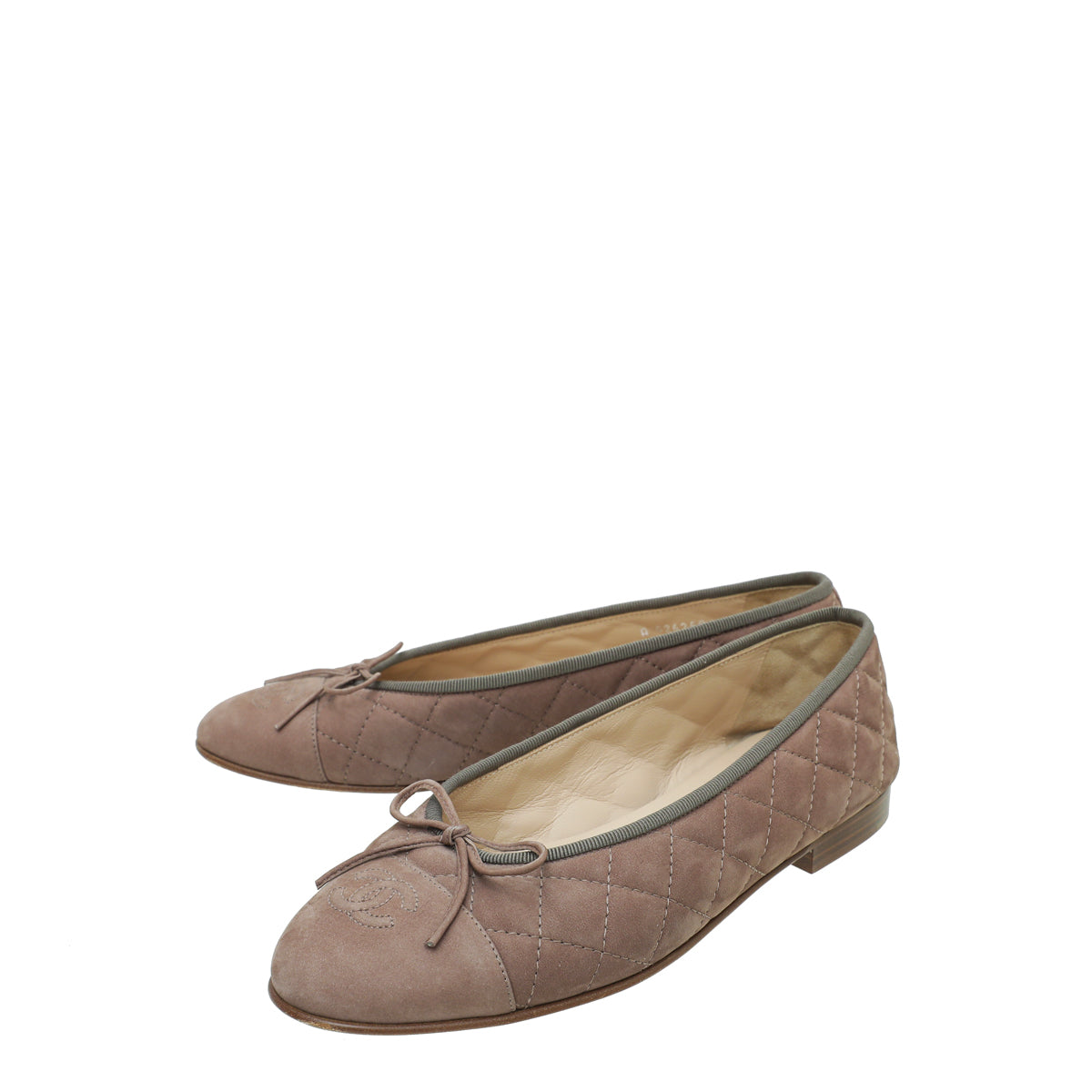 Chanel Light Brown CC Cap Toe Quilted Flat Ballerina 38-Chanel-THE CLOSET