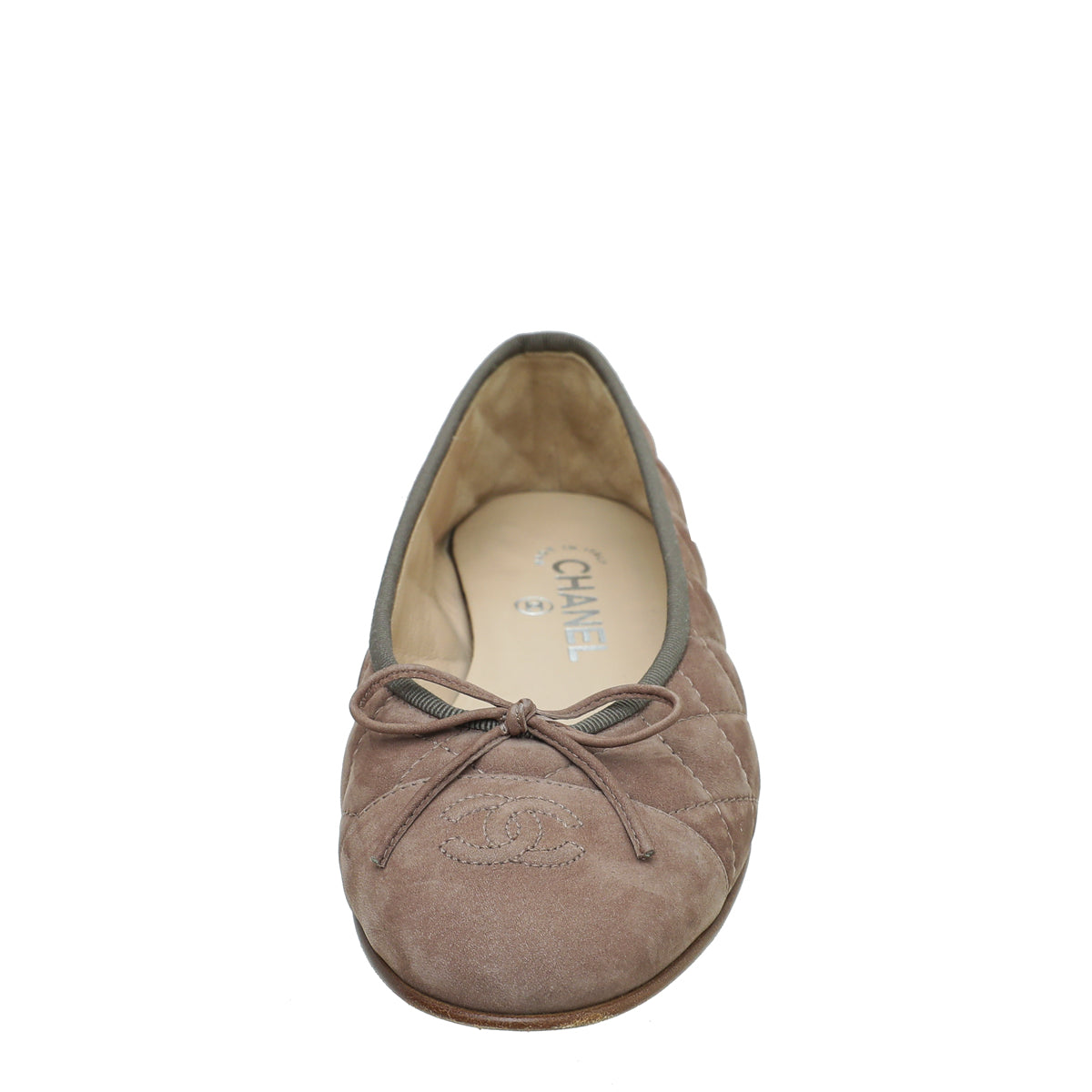 Chanel Light Brown CC Cap Toe Quilted Flat Ballerina 38-Chanel-THE CLOSET