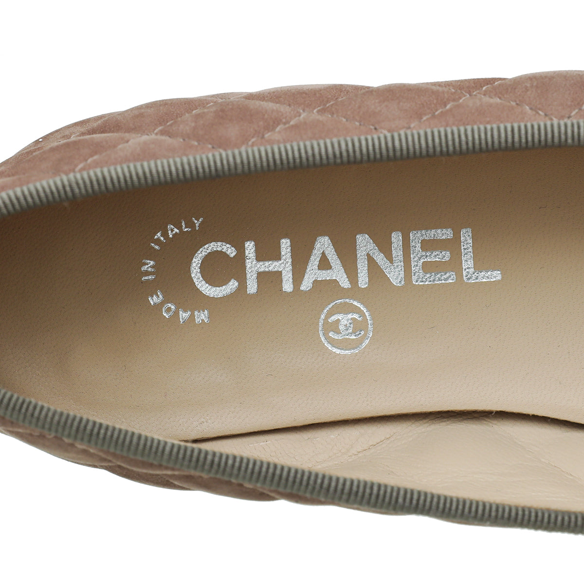 Chanel Light Brown CC Cap Toe Quilted Flat Ballerina 38