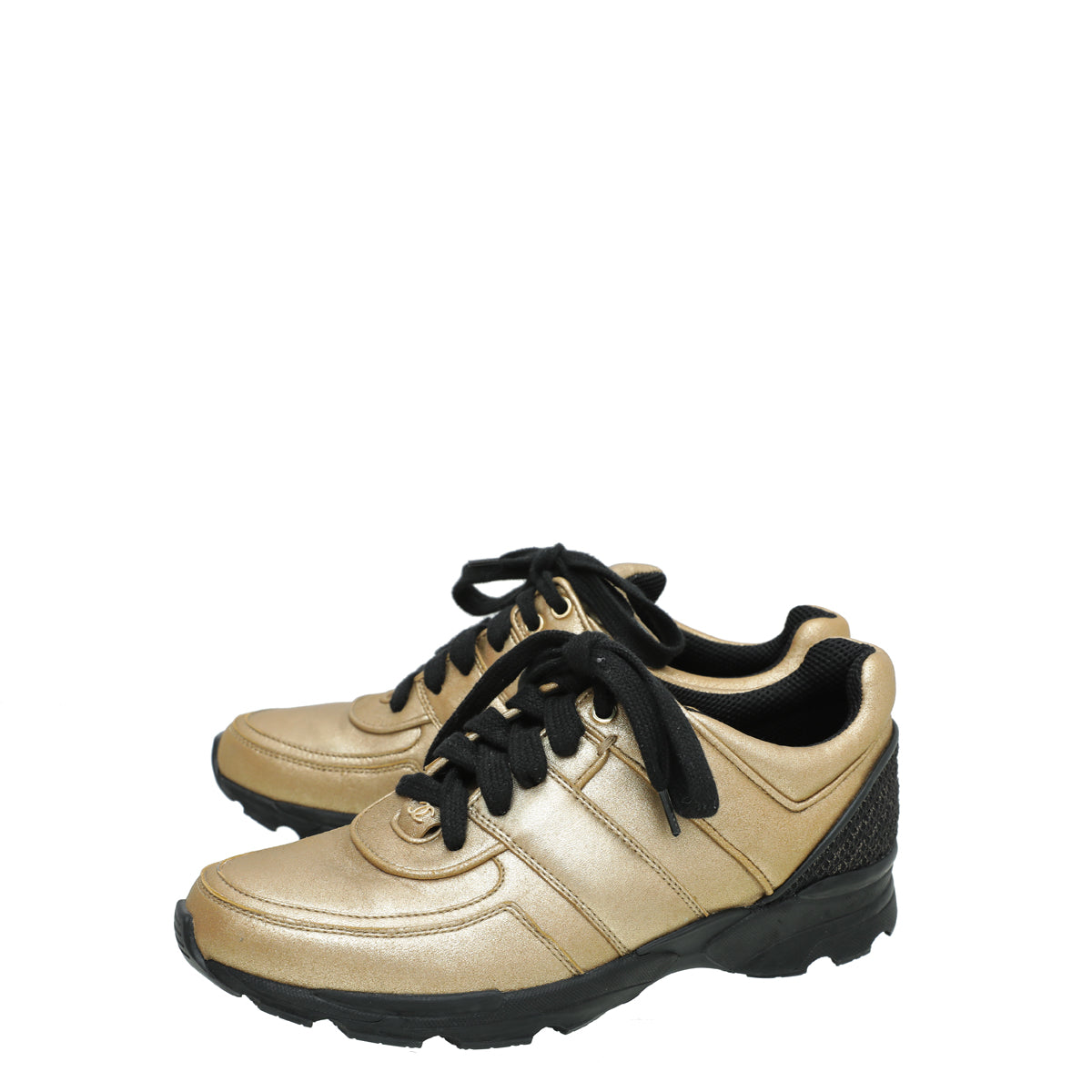 Chanel Metallic Gold CC Metallic Trainer Sneaker 38-Chanel-THE CLOSET