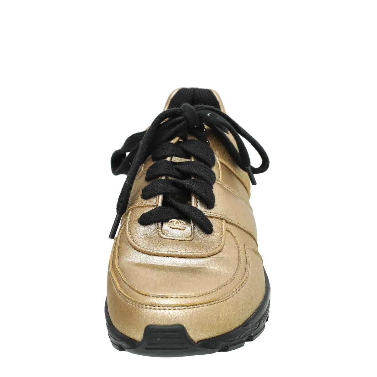 Chanel Metallic Gold CC Metallic Trainer Sneaker 38