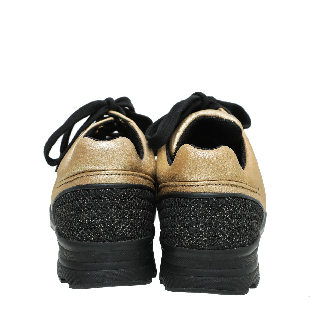 Chanel Metallic Gold CC Metallic Trainer Sneaker 38