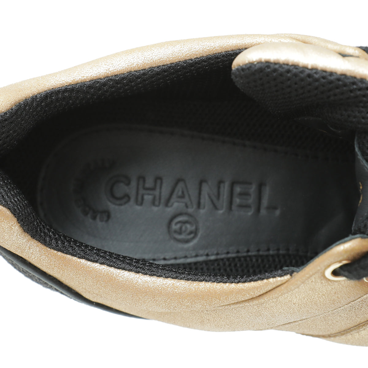 Chanel Metallic Gold CC Metallic Trainer Sneaker 38