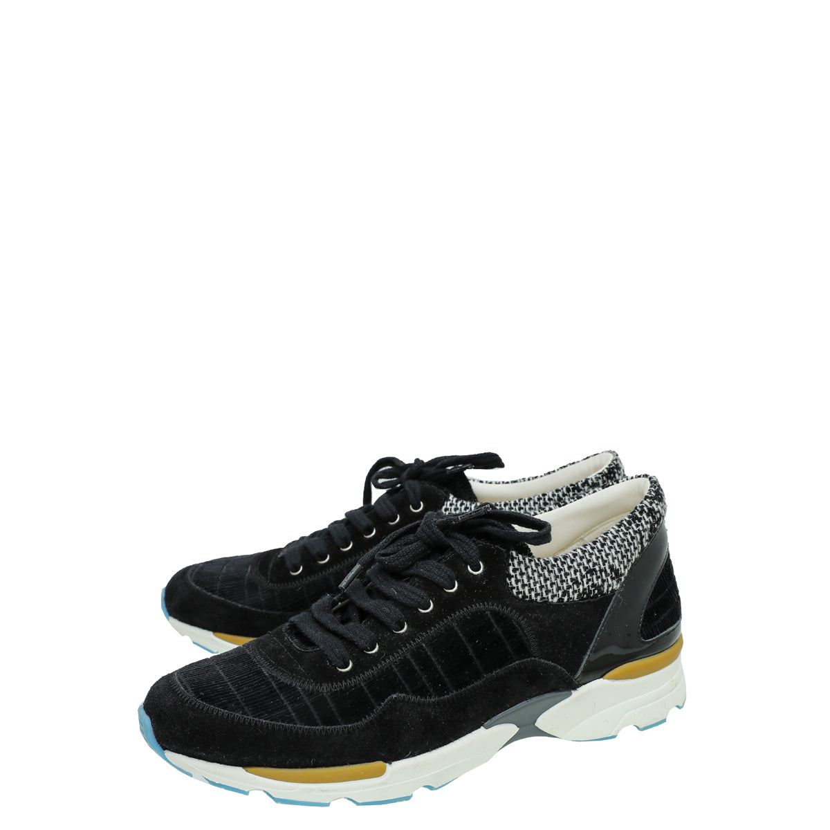Chanel Black Velvet Tweed CC Runway Sneaker 38.5-Chanel-THE CLOSET
