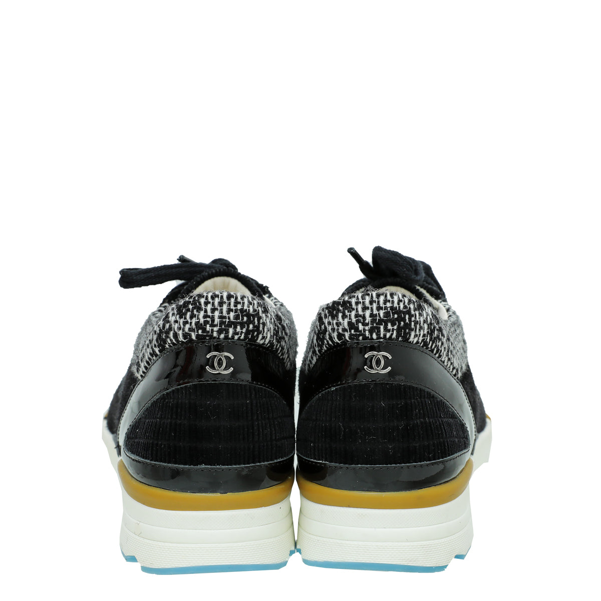 Chanel Black Velvet Tweed CC Runway Sneaker 38.5