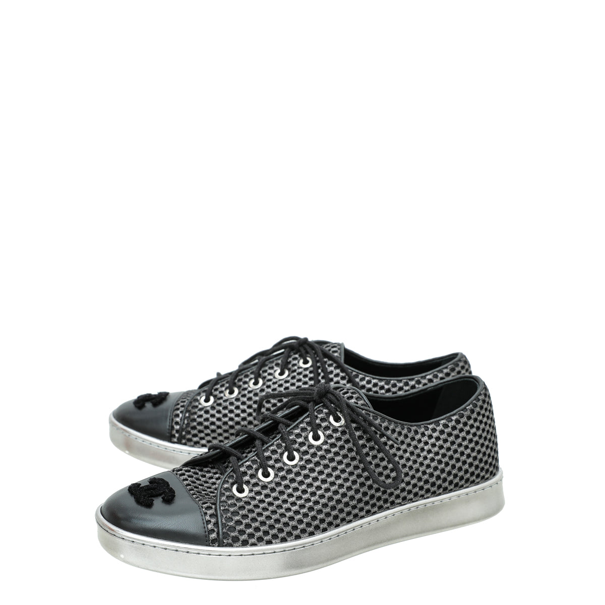 Chanel CC Fabric Calfskin Low Top Sneakers-Chanel-THE CLOSET