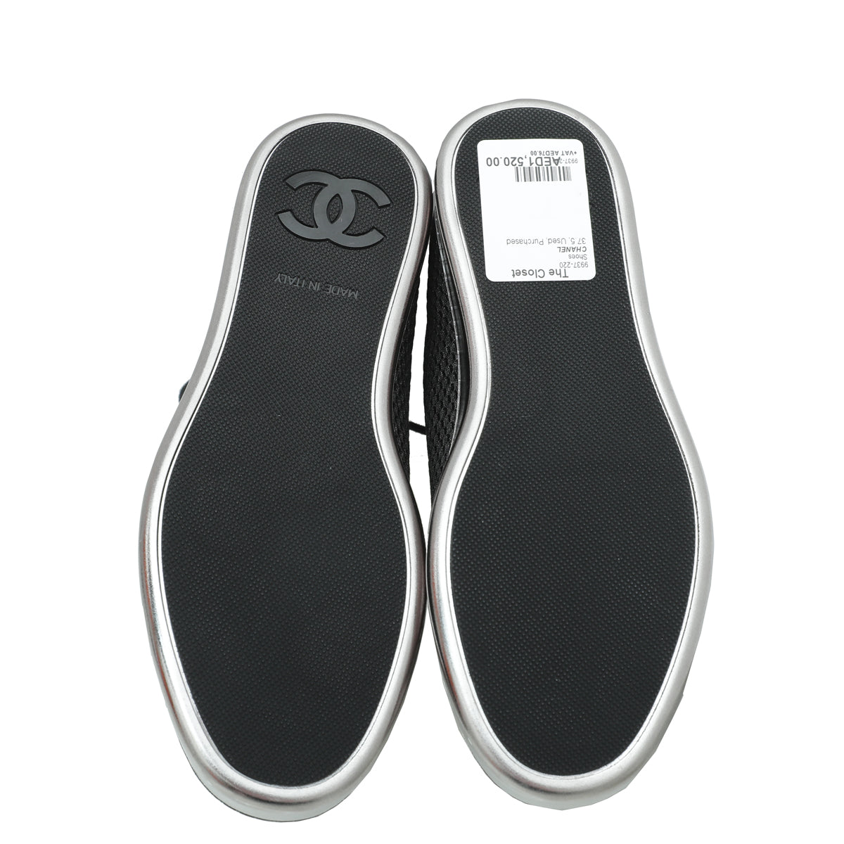 Chanel CC Fabric Calfskin Low Top Sneakers