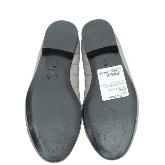 Chanel Grey CC Cap Toe Quilted Flat Ballet 38 – The Closet