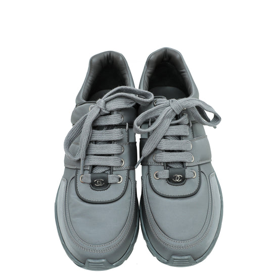 Chanel Grey CC Nylon Trainer Sneaker 38