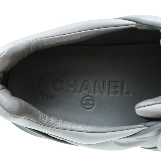 Chanel Grey CC Nylon Trainer Sneaker 38