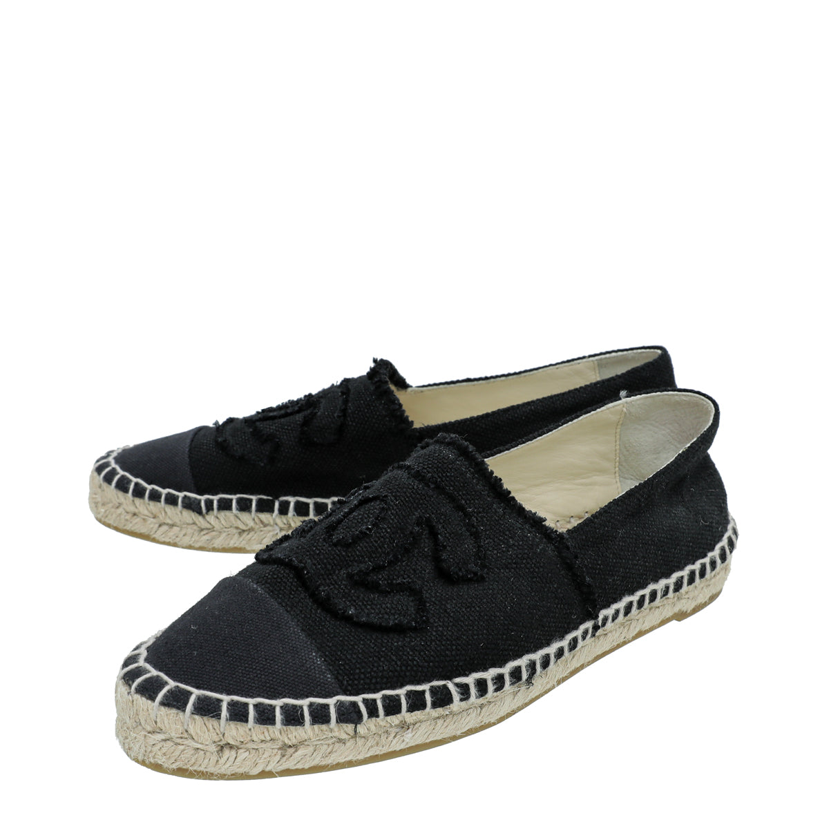 Chanel Black CC Linen Espadrille 39-Chanel-THE CLOSET