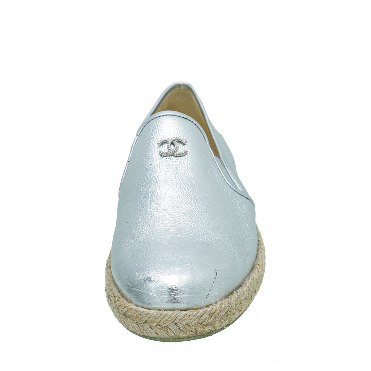 Chanel Metallic Silver 2016 Interlocking CC Espadrille 38.5-Chanel-THE CLOSET