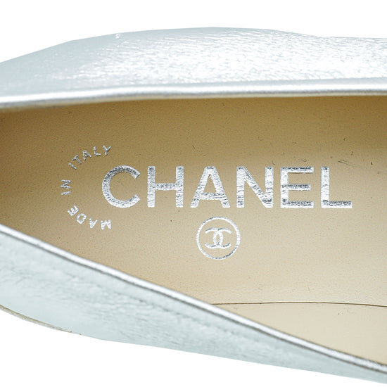 Chanel Metallic Silver 2016 Interlocking CC Espadrille 38.5