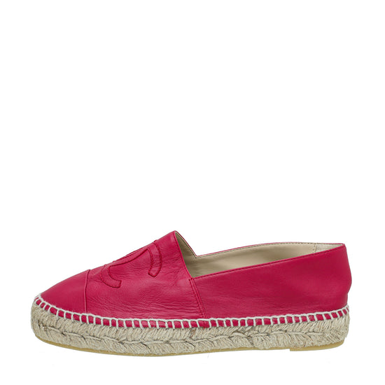 Chanel Red CC Cap Toe Espadrille 38